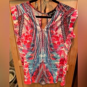 Mac and Me Double V sheer Fabric Blouse